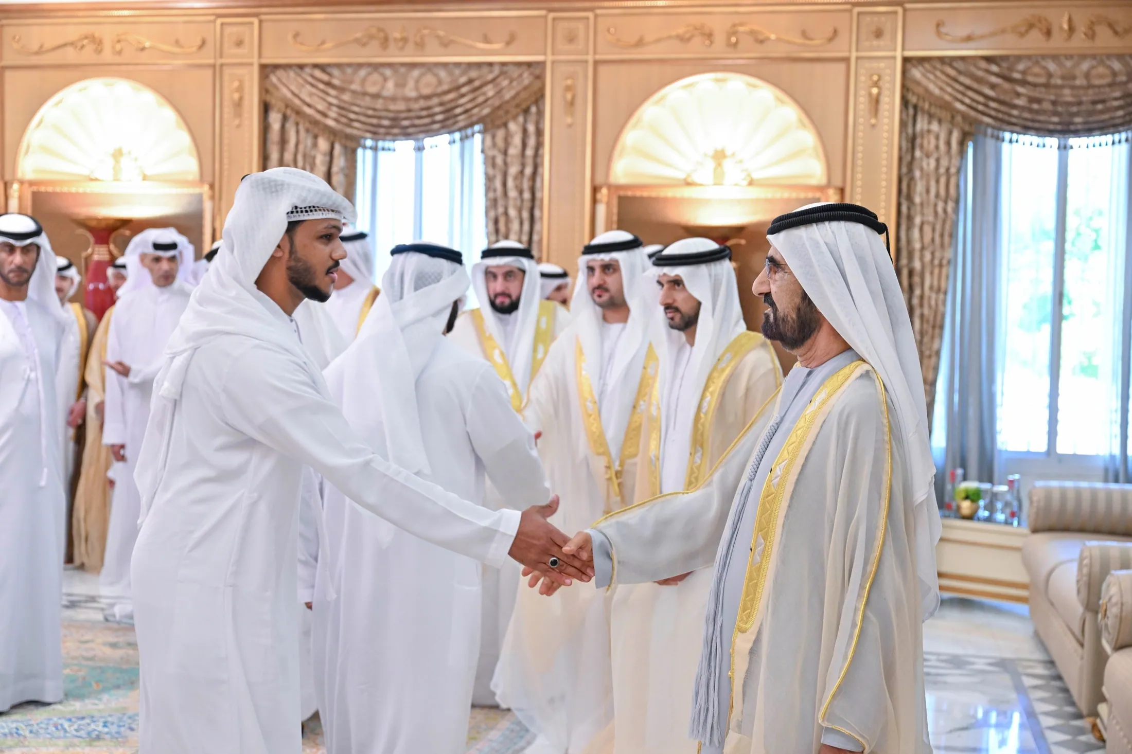 Muhammed Shafad shaking hands with His Highness Sheikh Mohammed bin Rashid Al Maktoum, Ruler of Dubai